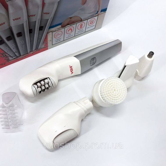 Акумуляторний епілятор для обличчя та тіла VGR 5 в 1 V-752, Терка для п'ят від мозолів і натоптишів MB-23 | Зображення 7