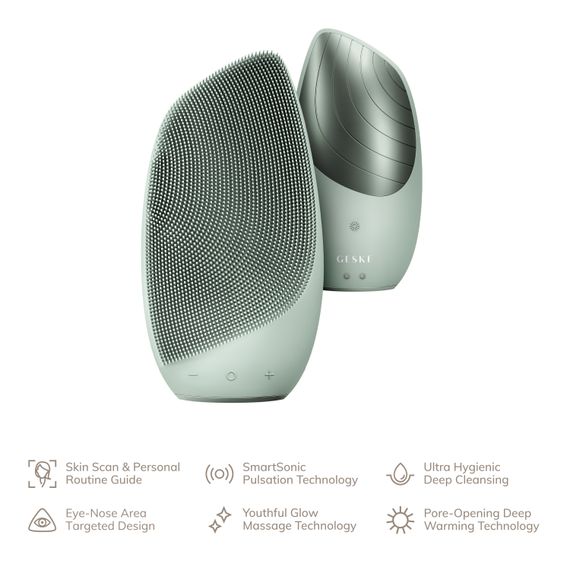 Електронна звукова термо щітка для обличчя GESKE Sonic Thermo Facial Brush 6в1 green | Зображення 1