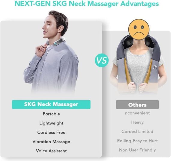 Розумний бездротовий акумуляторний шийний масажер SKG G7 PRO-E з інфрачервоним прогрівом, вібрацією та додатком | Зображення 7