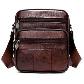 Мужская сумка из натуральной итальянской кожи, коричневая, компактный мессенджер, кроссбоди JN-33