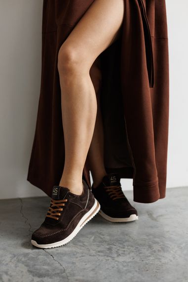 Кросівки жіночі замшеві 591357 Коричневі 36 37 38 39 40 41 | Зображення 6