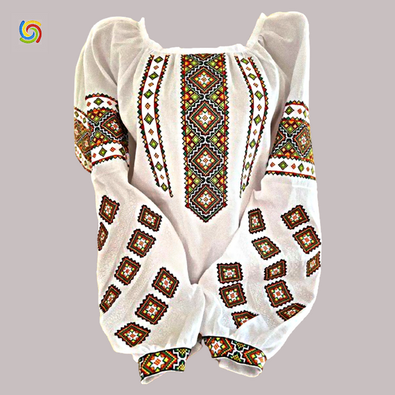 Рубашка Украинская вышиванка  32599 цвет белый размер L/XL