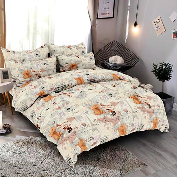 Комплект постільної білизни LoveYouHome бязь gold Париж Полуторний 150х215 см (7164)