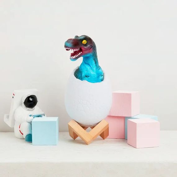 Детский светильник SUNROZ 3D Dinosaur Lamp лампа-ночник "Динозаврик в яйце" с пультом ДУ | Зображення 1