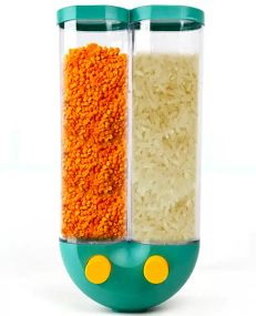 Диспенсер для круп с дозатором на 2 секции, до 2кг / Органайзер для сыпучих продуктов