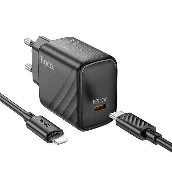 МЗП Hoco CS22A Value PD30W (1USB-C) + кабель Type-C to Lightning Black | Зображення 1