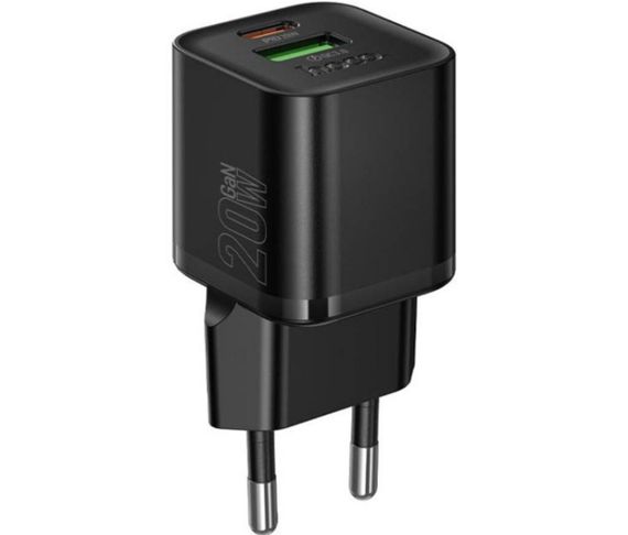 Мережевий зарядний пристрій Hoco N65 20W USB QC3.0 + Type-C PD швидка зарядка - Black | Зображення 2