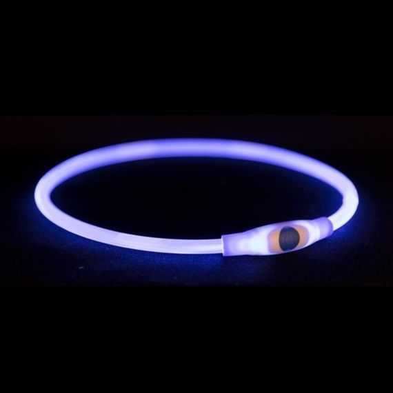 Нашийник Trixie Flash Light Ring USB для собак мигаючий силіконовий синій розмір S–M 40 см/8 мм | Зображення 1