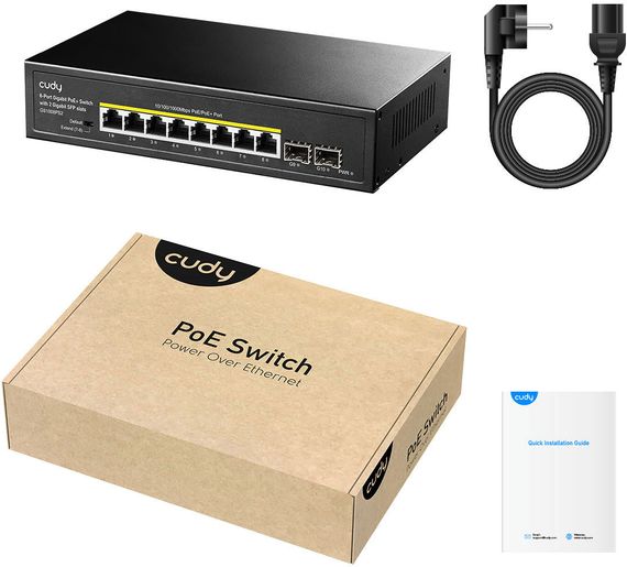 Комутатор Cudy GS1008PS2, 8-Port Gigabit PoE+ Switch with 2 Gigabit SFP slot 120W | Зображення 1