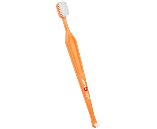 Зубна щітка середньої жорсткості paro® toothbrush M39 з монопучковою насадкою, помаранчева