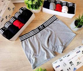 Чоловічі боксери Adidas, чоловічі труси Адідас, Бавовняні труси преміум'якості Adidas XXL, Сірий