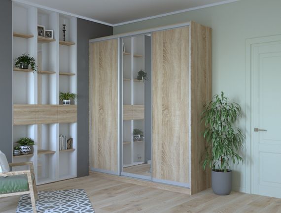 Шафа купе Сіті 24 Doros Дуб Сонома 2 ДСП / 1 Дзеркало 208х60х240 (42002076) | Зображення 1