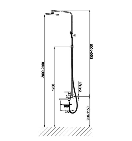 Душова система універсальна Lidz Wawel 1030 (k35) LDWAW1030CRM45391 | Зображення 1