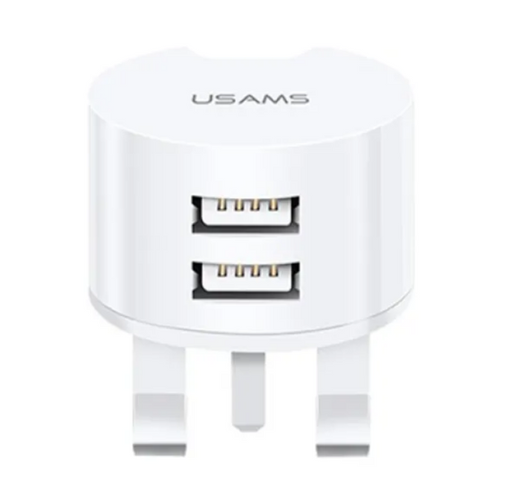 Зарядний пристрій мережевий 2USB + кабель Lightning 2,1А білий Usams XTXLOGT1804 | Зображення 1