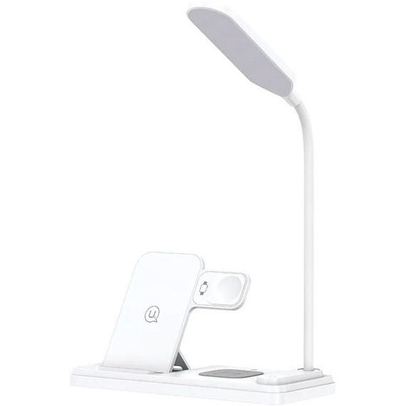 БЗП Usams US-CD195 15W 4in1 Wireless Charging Holder With Table Lamp White | Зображення 1