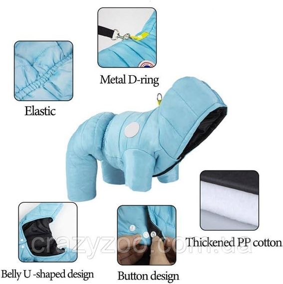 Комбинезон для собак и котов EcoToys Sky Blue XXXL голубой A: 42 см B: 57 см C: 40 см 6956 | Зображення 1
