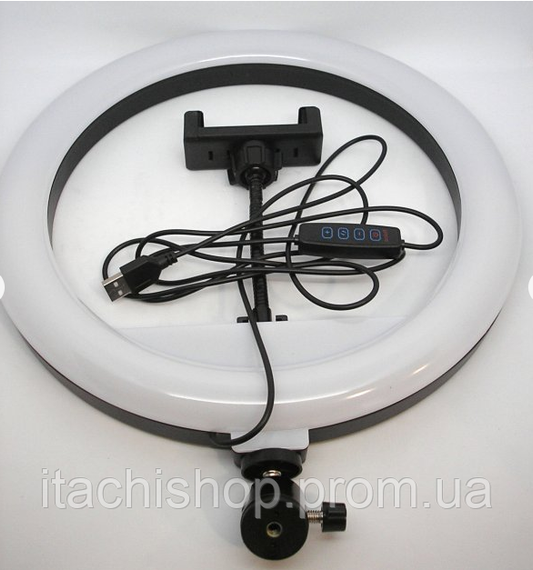 Кольцевая светодиодная Led лампа YQ 30 cm держателем для телефона и креплением под штатив | Зображення 2