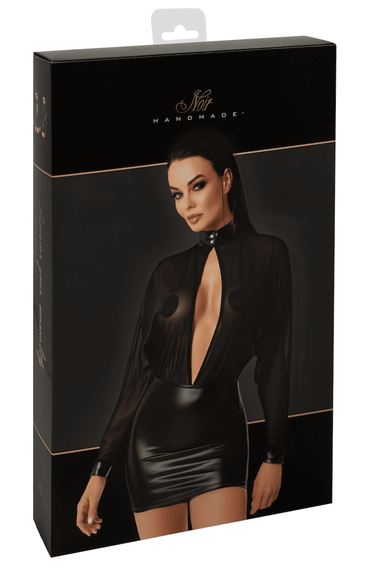 Сукня Noir Handmade F348 Powerwetlook and tulle dress Чорний 3XL | Зображення 6
