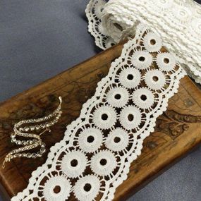 (1 метр) Кружево макраме  6,5см Цвет - Айвори (17М-HL0301-1)