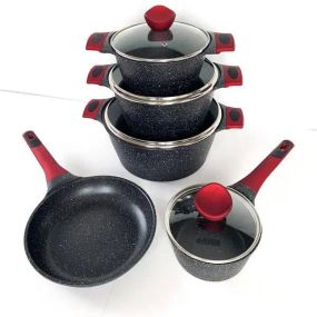 Набор кастрюль BN-338 9 предметов, ковшик 1,4 л; 2,4л; 4л; 6,3л; сковорода 24см