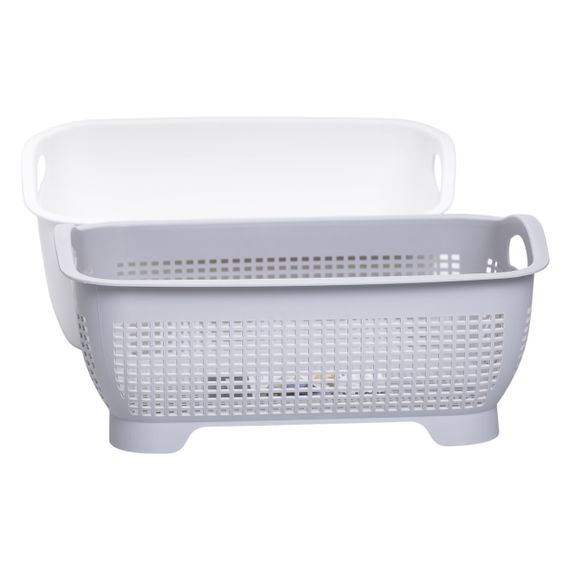Кошик-друшлак 2 в 1 для миття овочів, фруктів і зелені 29,5×21×11 (см) Сірий HP-45-6G | Зображення 2