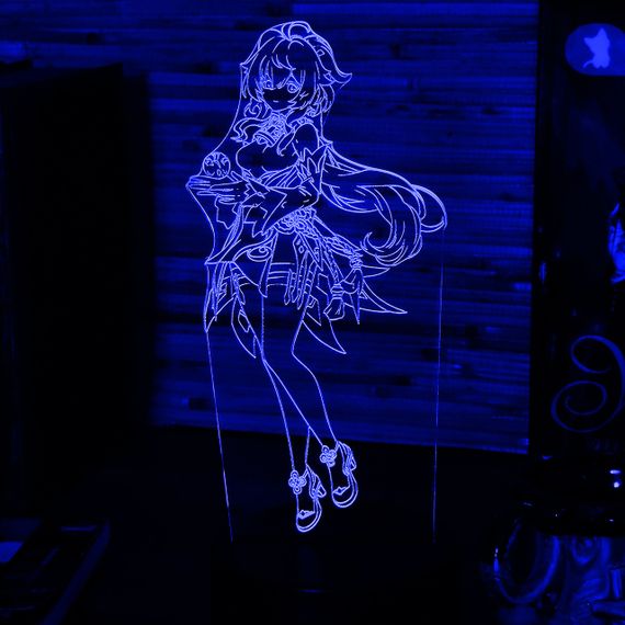 Акриловый светильник-ночник Гань Юй (Ganyu) синий tty-n000653