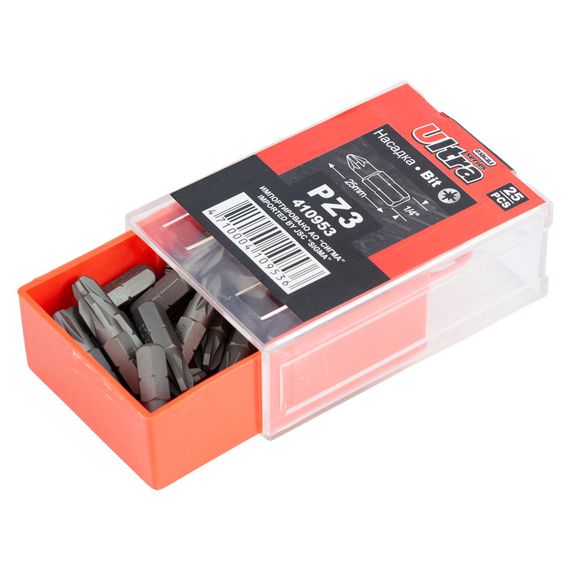 Набір біт Ultra PZ3×25мм 1/4" 25шт S2 (пласт кейс) 4010602 | Зображення 3