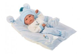 Виниловый Новорождённый Пупс Llorens Мягкая Коллекционная Испанская Кукла 35 см Силиконовый Мальчик в Шапке с Пледом