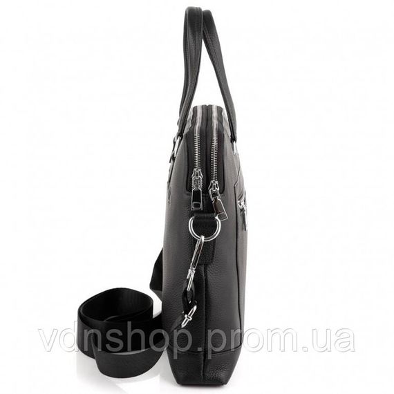 Кожаная мужская деловая сумка 38x29x8, папка портфель для работы Tiding Bag 30987 черная | Зображення 6