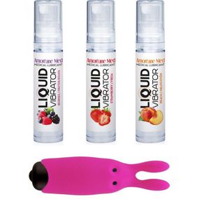 Набор из 3-х вкусов стимулирующего лубриканта Amoreane Med (3х10мл) и вибропули Adrien Lastic Pink Sex Aura