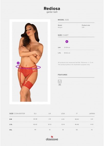 Пояс для панчох Obsessive Rediosa L/XL | Зображення 6
