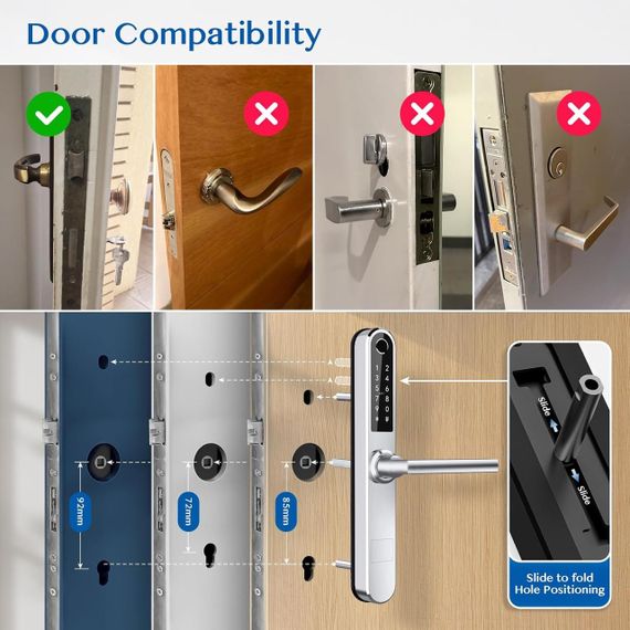 Дверний замок із ручками, з безключовим доступом, Bluetooth-клавіатурою, зі сканером | Зображення 8