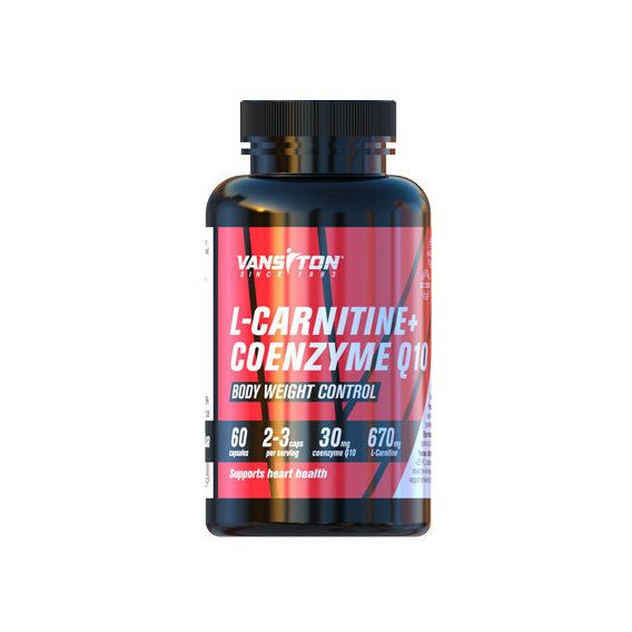 Жироспалювач для спорту Vansiton L-Carnitine + Coenzyme Q-10 670 mg 60 Caps
