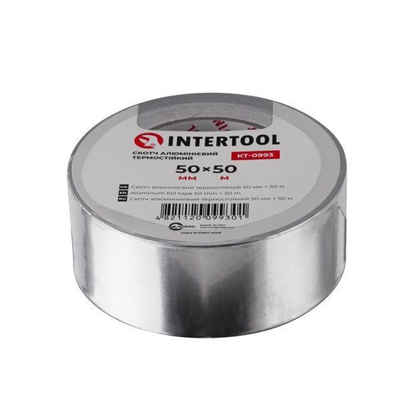 Скотч алюмінієвий термостійкий 50 м, 50 мм INTERTOOL KT-0993 | Зображення 1