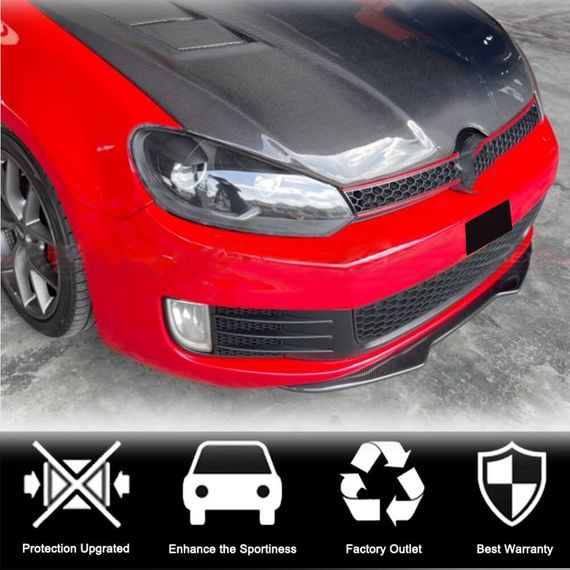 Накладка на передній бампер Lip V4 (для GTI HB 2010-2013, Карбон) для Volkswagen Golf 6 рр | Зображення 1