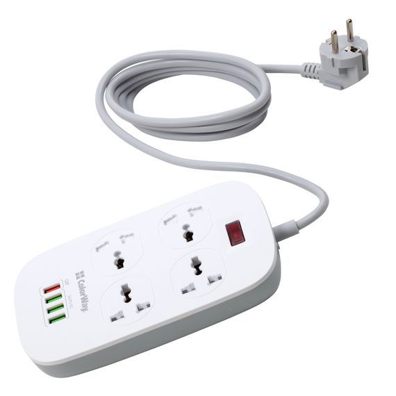 Мережевий фільтр живлення ColorWay 4 розетки/4USB White 1.8м (1QC3.0 + 3 AUTO ID) (CW-CHU44QW) | Зображення 1