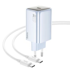 МЗП Hoco N48 Glorious PD65W (1USB-C) + кабель Type-C to Type-C Blue