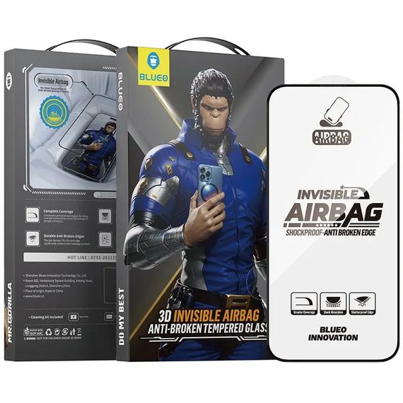 Захисне 3D скло Blueo Invisible Airbag Anti-broken для Apple iPhone 15 Pro (6.1") Чорний | Зображення 6