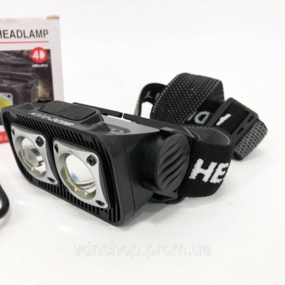 Ліхтарик налобник K372-2COB, Акумуляторний налобний ліхтар, Тактичний ліхтар для риболовлі VE-63 | Зображення 1