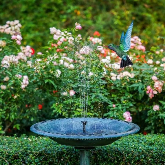 Плавающий садовый фонтан с солнечной панелью и различными насадками Solar Fountain Черный | Зображення 5