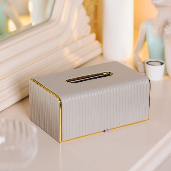 Серветниця з еко шкіри 21.5х13х9 см органайзер для серветок на стіл Сірий HP-3-204G | Зображення 4