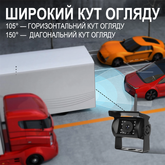 Беспроводной парковочный комплекс с 4-мя беспроводными камерами заднего вида и монитором 7" дюймов Podofo A4009, парковочная система для грузовых автомобилей и спецтехники | Зображення 3