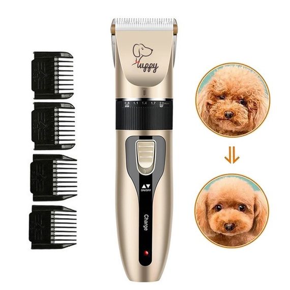 Машинка/ триммер для стрижки тварин собак/ котів на акумуляторі з набором PZ-601 насадок Puppy