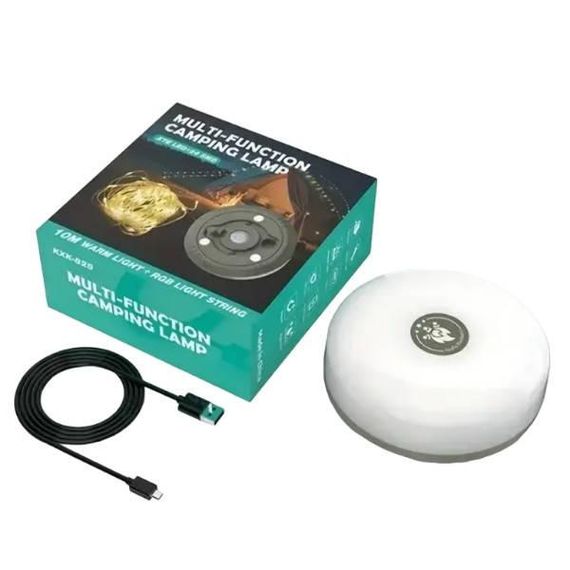 Лампа для кемпінгу водонепроникна з LED-стрічкою 10м акумуляторний Теплий білий
