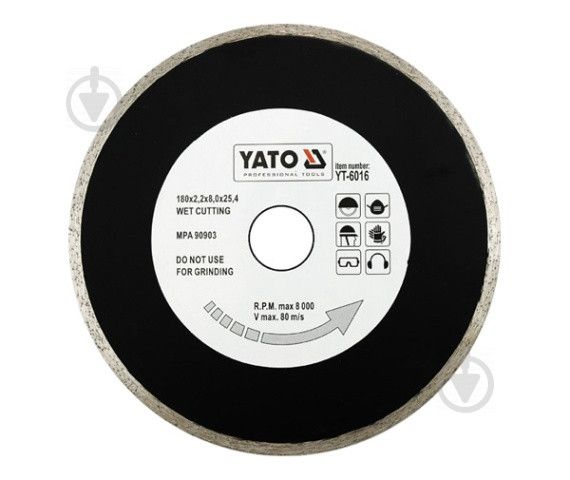 Диск алмазный отрезной YATO 180x2,2x25,4 керамика YT-6016