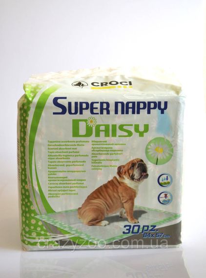 Пелюшки для собак Croci Super Nappy Daisy з ароматом ромашки 84 x 57 30 шт. c6028313 ЦІНА ЗА 1 ШТ | Зображення 1