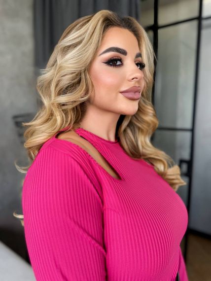 Женская кофта-лонгслив в рубчик с вырезами на плечах МТ357 цвет розовый, размер 50/52 | Зображення 2