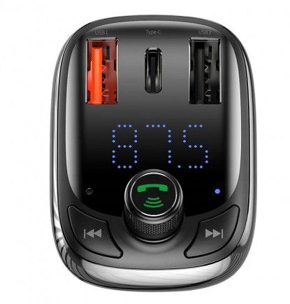 FM трансмиттер Baseus Lokomotive S-13 CCTM-B01 модулятор Bluetooth 2 USB 1 Type-C Черный | Зображення 2
