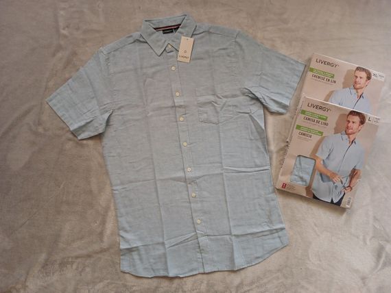 Сорочка льон/бавовна з коротким рукавом L