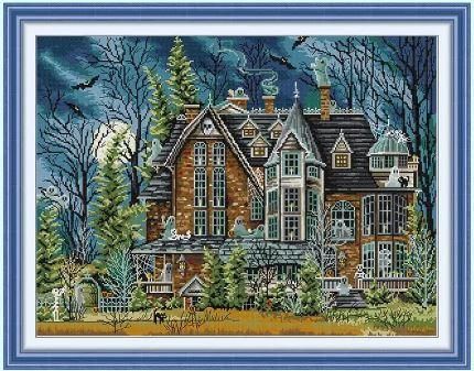 Набор для вышивания по нанесённой на канву схеме "Castle Darkness". AIDA 14CT printed 59*46 см